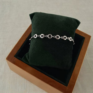 Pulsera de Cadena Geométrica con Círculos de Plata de Ley 925 con Acabado en Rodio, Diseño Romántico para Mujer, Elegante Regalo de Joyería - Product Image 1