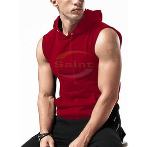 Haut à capuche sans manches pour homme, en molleton 100% coton, coupe classique premium, pour le sport, la gym et les tenues décontractées, vente en gros, fournisseur d'usine - Product Image 3