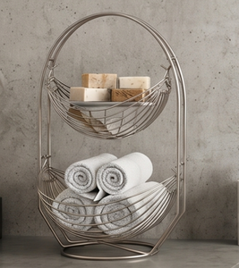 Modern Metal <b>Wire</b> <b>Storage</b> <b>Basket</b> Set Double Tier Circular Design Hanging Organizers For Kitchen Pantry Multi Purpose Use - Product Image 5