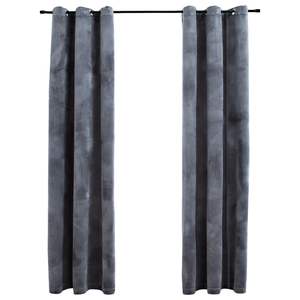 Rideaux occultants en velours anthracite 37"x84" avec anneaux, lot de 2 pièces - Product Image 1