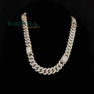 Rhodium/14K Gold Plated S925 Silver <b>Rope</b> <b>Chain</b> Necklace Baguette Lab Grown Diamond Channel Setting Unisex Luxury Wedding Design - Product Image 6