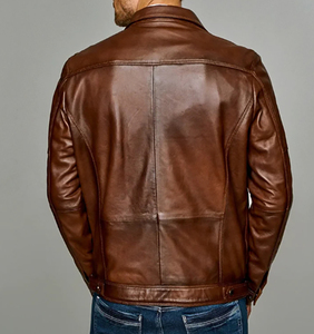 New Style Men's Cowhide Leather Jacket with Logo <b>Decoration</b> 100% Cowhide Leather Material Full Sleeves for Autumn/<b>Winter</b> Use - Product Image 6