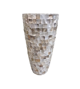 Jarrón alto artesanal con incrustaciones de nácar, maceta decorativa de concha natural para sala de estar y decoración del hogar, de Vietnam. - Product Image 3