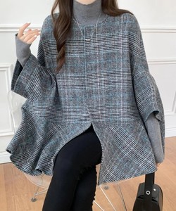 <b>Women's</b> Solid O-Neck Batwing Sleeve <b>Poncho</b> Coat Snap Closure Thick Autumn Eco-friendly Cotton Filled Wool Blends Polyester - Product Image 5