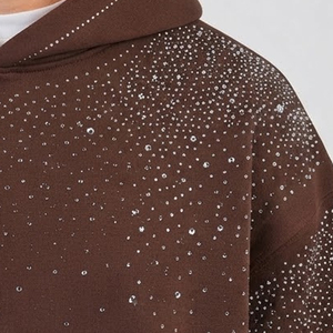 Survêtement oversize à strass, sweat à capuche et pantalon de survêtement assorti ornés de strass brillants, coupe ample pour homme - Product Image 6