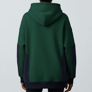 Sudadera con capucha para mujer de alta calidad, personalizada con logo impreso en relieve, diseño de bloques de color, corte holgado, peso pesado, ecológica. - Product Image 6