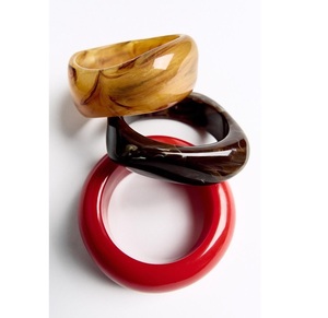 Vintage Resin Bangle <b>Bracelets</b> Set <b>Red</b> Brown Yellow Marbled Resin Bangles Unisex Jewelry - Product Image 1