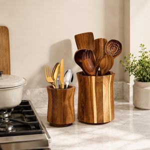 Modern Wooden Spoon Rest & Cutlery Holder Waterproof & Multifunctional Standing <b>Kitchen</b> <b>Storage</b> <b>Rack</b> - Product Image 3
