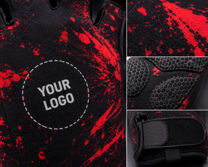 Custom Print Half <b>Finger</b> Cycling Gloves Splatter Design Anti Slip Gel Pad Mountain <b>Bike</b> Gloves Wholesale OEM - Product Image 3