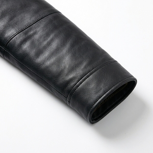Men's Vintage Genuine Leather Jacket <b>Black</b> Faux <b>Fur</b> <b>Collar</b> Zipper <b>Coat</b> Winter Waterproof Breathable Eco-Friendly Made Pakistan - Product Image 3