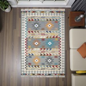 Alfombra Kilim de Lana Hecha a Mano, Tejido Plano, Patrón Abstracto, Moderna y Ecológica para Decoración de Sala de Estar - Product Image 5