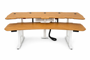 Modern DIY Dual Motor Convertible Freestanding Standing Office Desk Steel Frame Extendable Wooden <b>Workstation</b> for Home Office - Product Image 2