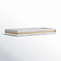 Assiette de service rectangulaire élégante en céramique avec incrustation dorée, finition luxueuse, plat décoratif pour la table, idéal pour la maison moderne à prix abordables