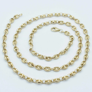Collar de cadena Figaro chapado en oro, aleación de zinc, estilo clásico, para unisex, joyería de moda, cadena para uso diario. - Product Image 2