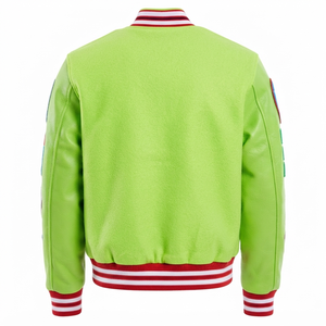 Varsity Jacket Lite Green Custom Letterman <b>Baseball</b> Bomber Men's Streetwear Vintage Embroidered Patch Chenille Front 3D Athletic - Product Image 2