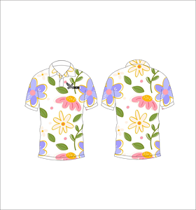 เสื้อโปโลผู้ชายลายดอกไม้ผีเสื้อ พิมพ์ลายทั้งตัว แขนสั้น สไตล์ลำลอง สำหรับเล่นกอล์ฟ - Product Image 1