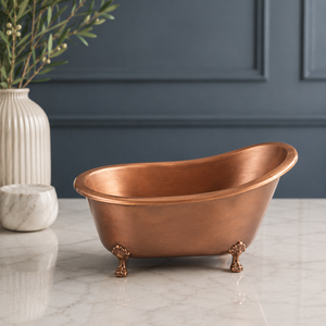 Baignoire ovale autoportante en cuivre avec pieds à griffes, baignoire traditionnelle pour salle de bain - Product Image 1