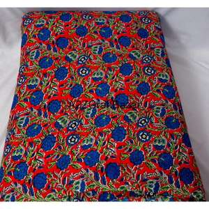 Vente en gros – Tissu indien 100 % coton fait main, imprimé au bloc Sanganeri, style croisé, écologique, respirant, séchage rapide, léger - Product Image 3