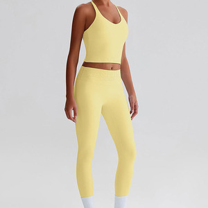 Ensemble de yoga solide au design optimal pour femmes, respirant, écologique, en Spandex/Nylon, 2 pièces, service OEM, prix bas - Product Image 2