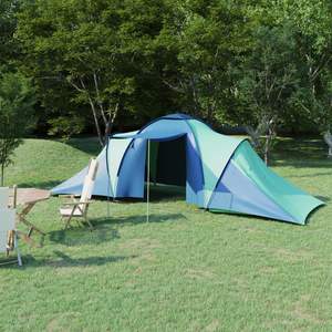 Tente de camping bleue et verte pour 6 personnes - Product Image 1