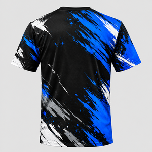 เสื้อยืดเจอร์ซีย์ทรงสปอร์ตพิมพ์ลายสีดำน้ำเงินขาวสำหรับผู้ชาย แขนสั้น คอกลม แห้งเร็ว ระบายอากาศได้ดี ทรงปกติ น้ำหนัก 220 กรัม ผ้าฝ้าย 100% - Product Image 2
