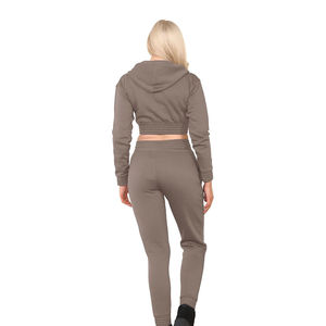 Ensemble de survêtement polaire à capuche pour femme, taille plus, décontracté, mi-lourd, respirant, hiver, avec cordon de serrage, personnalisé, vente en gros - Product Image 6