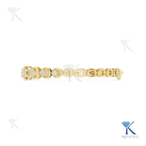 Elegant Lab Grown Diamond Round Brilliant Cut Floral Cluster Link <b>Bracelet</b> 14K 18K <b>Solid</b> Gold Fine Unisex Jewelry KRUP JEWELS - Product Image 2