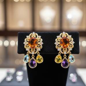 <b>Top</b> Selling Yellow Oval CZ Earrings 925 Sterling <b>Silver</b> 18K Gold Plated Trendy Fashion Earrings Handmade Statement Jewelry - Product Image 1