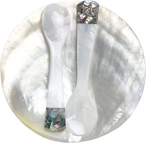 Cuillère de luxe moderne en nacre pour hôtels et restaurants, ensemble de cuillères en coquillage faites à la main pour le caviar et la présentation des aliments - Product Image 1