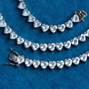 Collar de tenis de lujo con moissanita de corte corazón, plata de ley 925 chapada en oro blanco, cadena de joyería elegante para fiesta - Product Image 4
