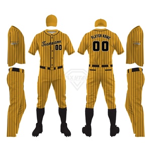 Ensemble de maillot de baseball personnalisé à rayures jaunes sublimées avec casquette assortie, fabricant en gros de vêtements de sport d'équipe - Product Image 6