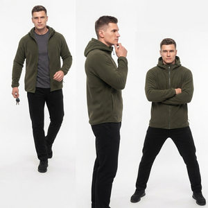 Veste à capuche zippée épaisse pour homme, style usé, en molleton de coton, écologique - Product Image 6