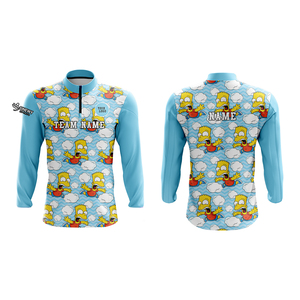 Sudadera con Capucha y Media Cremallera para Hombre, Manga Larga, Azul Claro, Secado Rápido, Poliéster, Diseño Deportivo, Corte Regular, Ropa de Invierno - Product Image 1