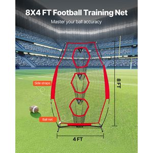 8 X 4 Inch Football Trainer Target Practice Net Knotless 5 Pocket Training Equipment with St <b>Throwing</b> Net - Product Image 3
