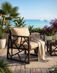 Modern Outdoor Synthetic PE Rattan <b>Armchair</b> Cushion Patio Garden Wicker Chair Wholesale - Product Image 5