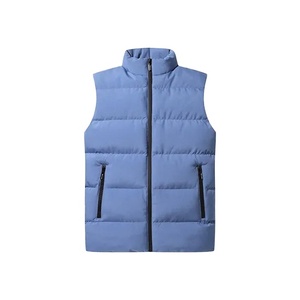 Gilet matelassé d'hiver pour homme, col montant, couleur unie, fermeture éclair, décontracté, pour l'extérieur, rembourrage en polyester, coupe-vent, léger - Product Image 3