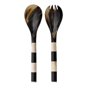 Juego de 2 Servidores de Ensalada Hechos a Mano con Cuerno de Búfalo, Cucharas y Tenedores de Material Natural, Utensilios de Cocina Ecológicos - Product Image 6