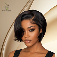 Perruques Lace Front en Cheveux Naturels Coupe Pixie 13x4, Perruques Courtes Bob Lisses Lace Front pour Femmes