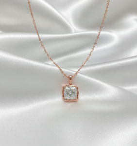 Collier pendentif Solitaire en argent sterling 925 avec zircon taille princesse 2 carats, serti clos abstrait, cadeau de fiançailles tendance - Product Image 4