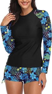 Ensemble de maillot de bain confortable pour femmes, protection contre les éruptions cutanées, pour la plage, la natation, le surf, avec tissu doux, protection UV, coupe extensible - Product Image 3