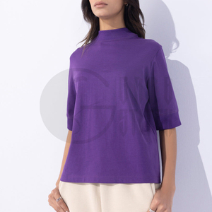 Camiseta Casual de Verano para Mujer, Cuello Alto, Corte Ajustado, Transpirable, Estilo Holgado - Product Image 2