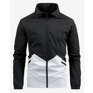 Mens Lightweight Coated Canvas Eco-Friendly <b>Slim</b> <b>Fit</b> Soft Shell <b>Jacket</b> with Front Logo 100% Polyester Streetwear Style - Product Image 1