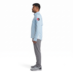 Men's UPF 50+ 1/4 <b>Zip</b> Long Sleeve Techwear Casual <b>Shirt</b> Stand Collar Stretch Jersey Fabric Polyester/Spandex ODM 220g - Product Image 3
