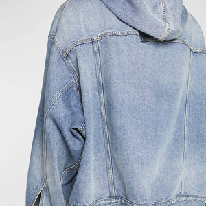 Blanket Denim Custom Tracksuit Jean Oversized Hoodie and <b>Pants</b> Set Jogger Suit Puff Print 100% Cotton Men's Track Suits - Product Image 5