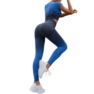 Ensemble de yoga pour femmes à motifs imprimés personnalisés, dégradé, sexy, moulant, leggings de compression, vêtements de sport pour femmes, vêtements de fitness - Product Image 4