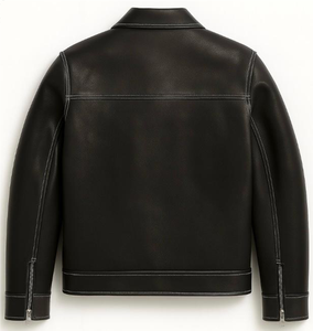 Men's Winter Plus Size Safari Leather Jacket Stand Collar Front Pockets Quilted <b>Detail</b> Heated Breathable Customizable Size Color - Product Image 4