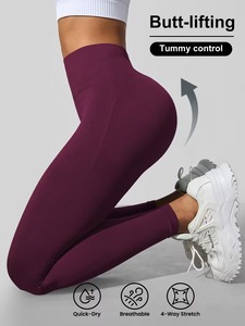 Leggings de fitness pour femmes à taille haute et froncés |   Pantalons de yoga et de sport sans couture |   Collants confortables en polyester et élasthanne doux - Product Image 6