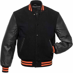Chaqueta Varsity nueva, moderna, estilo streetwear, mezcla de lana, mangas de cuero, diseño bordado, puños acanalados, estilo casual universitario - Product Image 1