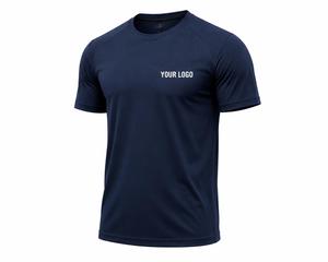 T-shirt pour homme à manches courtes, col rond, séchage rapide, jersey tricoté en polyester 180g, coupe classique, couleur unie, style décontracté, logo personnalisé sur le devant - Product Image 3