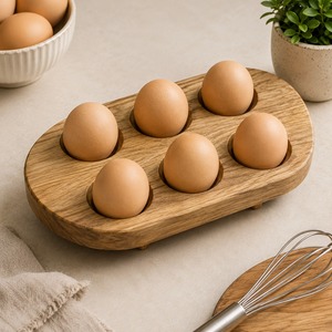 Porte-œufs en bois de qualité supérieure pour le rangement de la cuisine, l'organisation des œufs, la présentation sur le comptoir du réfrigérateur et la décoration de la maison de style farmhouse - Product Image 5